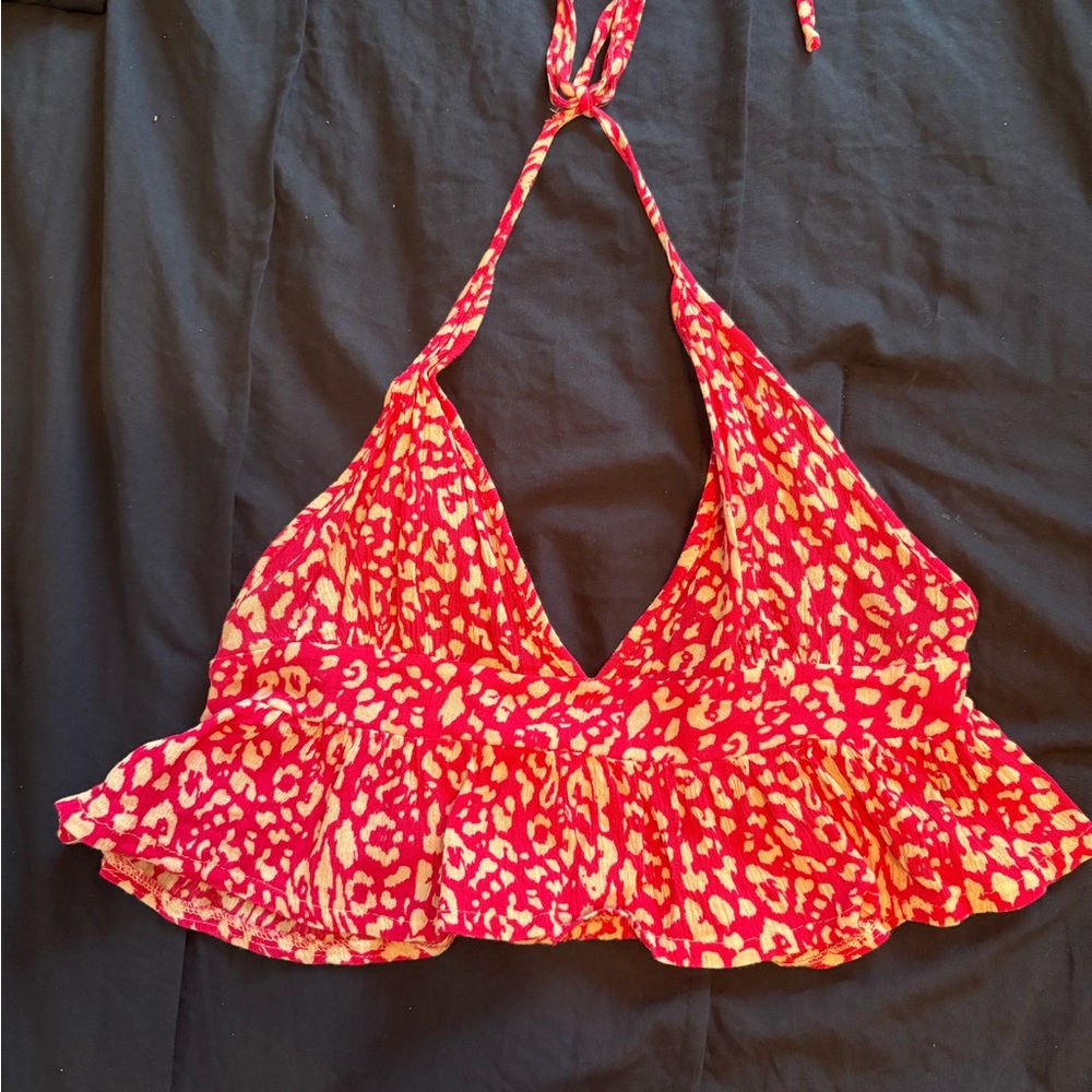 SHEIN Pink and White Patterned Top